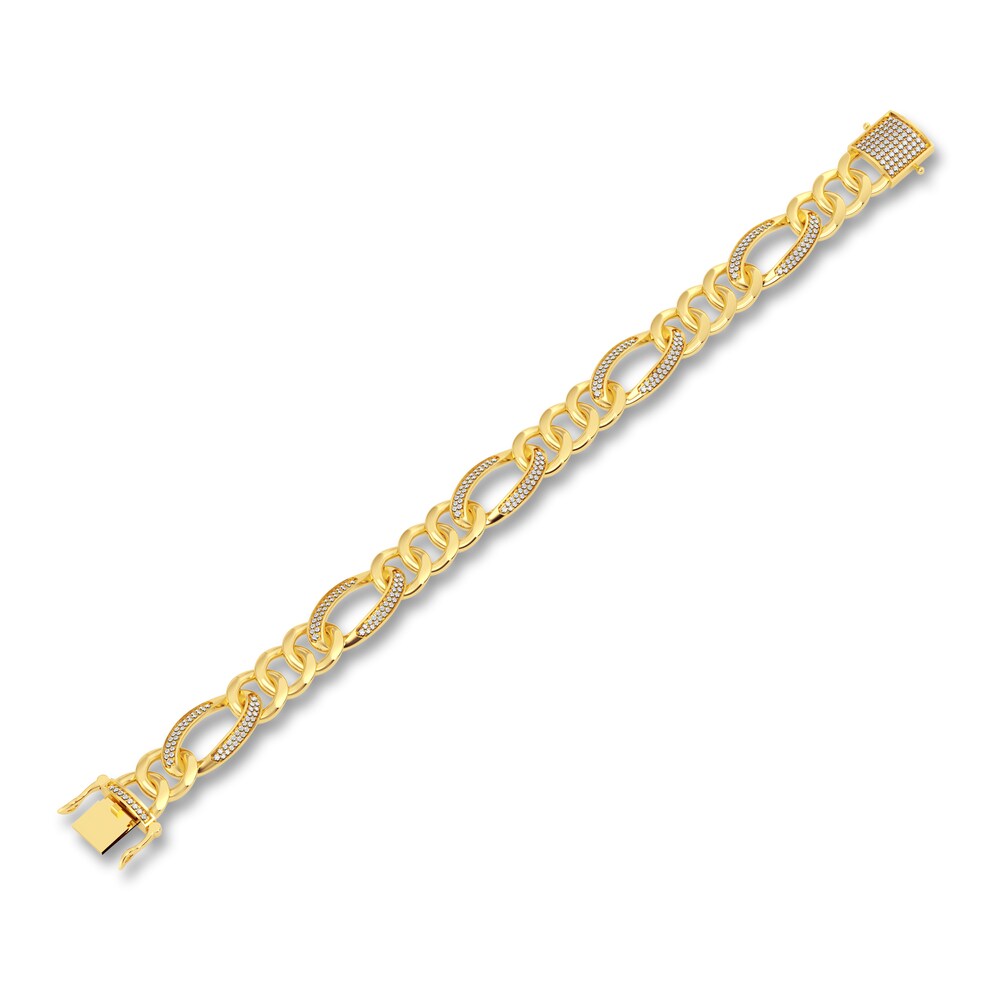 Men\'s Diamond Bracelet 1-1/2 ct tw Round 10K Yellow Gold 8.5\" fuTRUnps