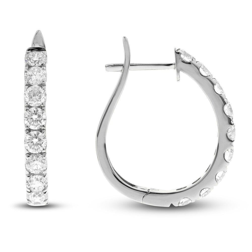 Diamond Hoop Earrings 2 ct tw Round 14K White Gold fzlUtG7s