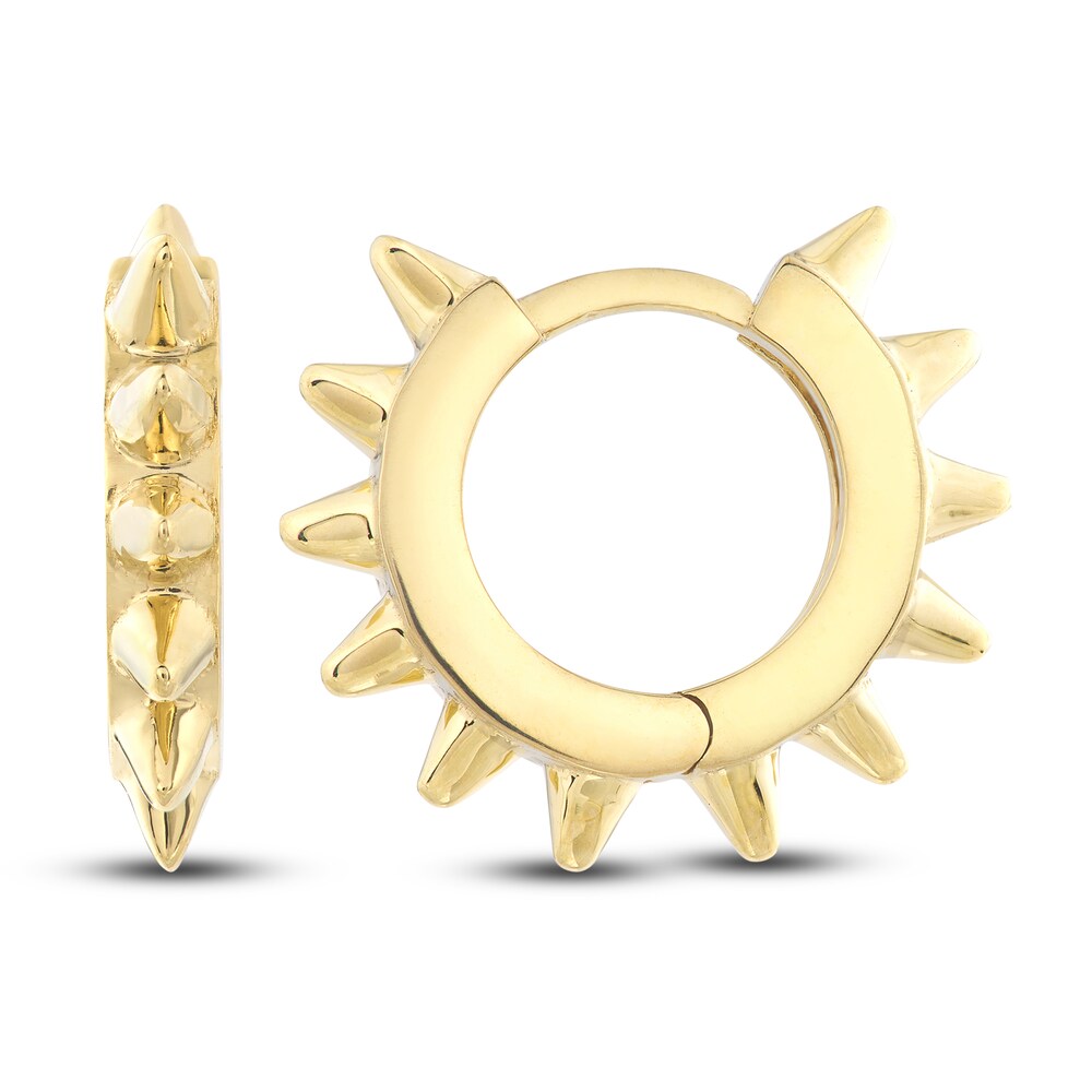 Polished Spike Huggie Earrings 14K Yellow Gold 10mm gChNF6DL