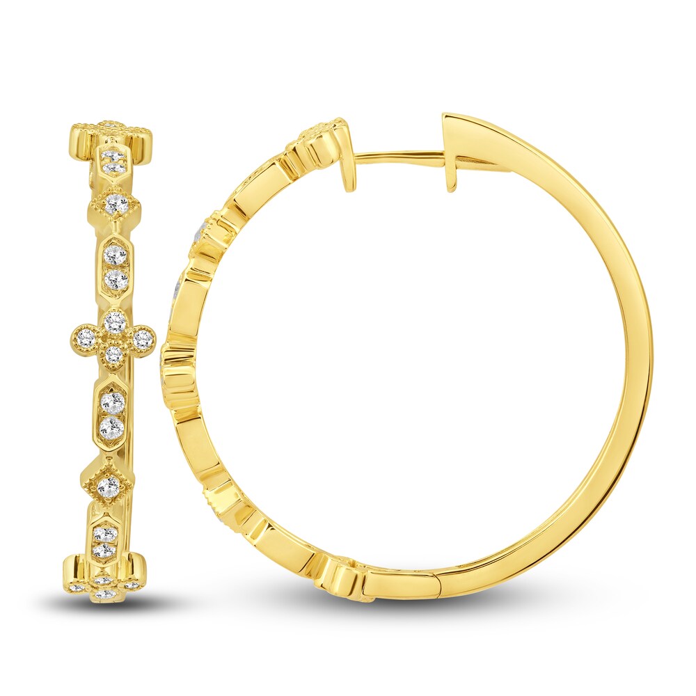 Diamond Hoop Earrings 1/2 ct tw Round 14K Yellow Gold gCxGCR0Y