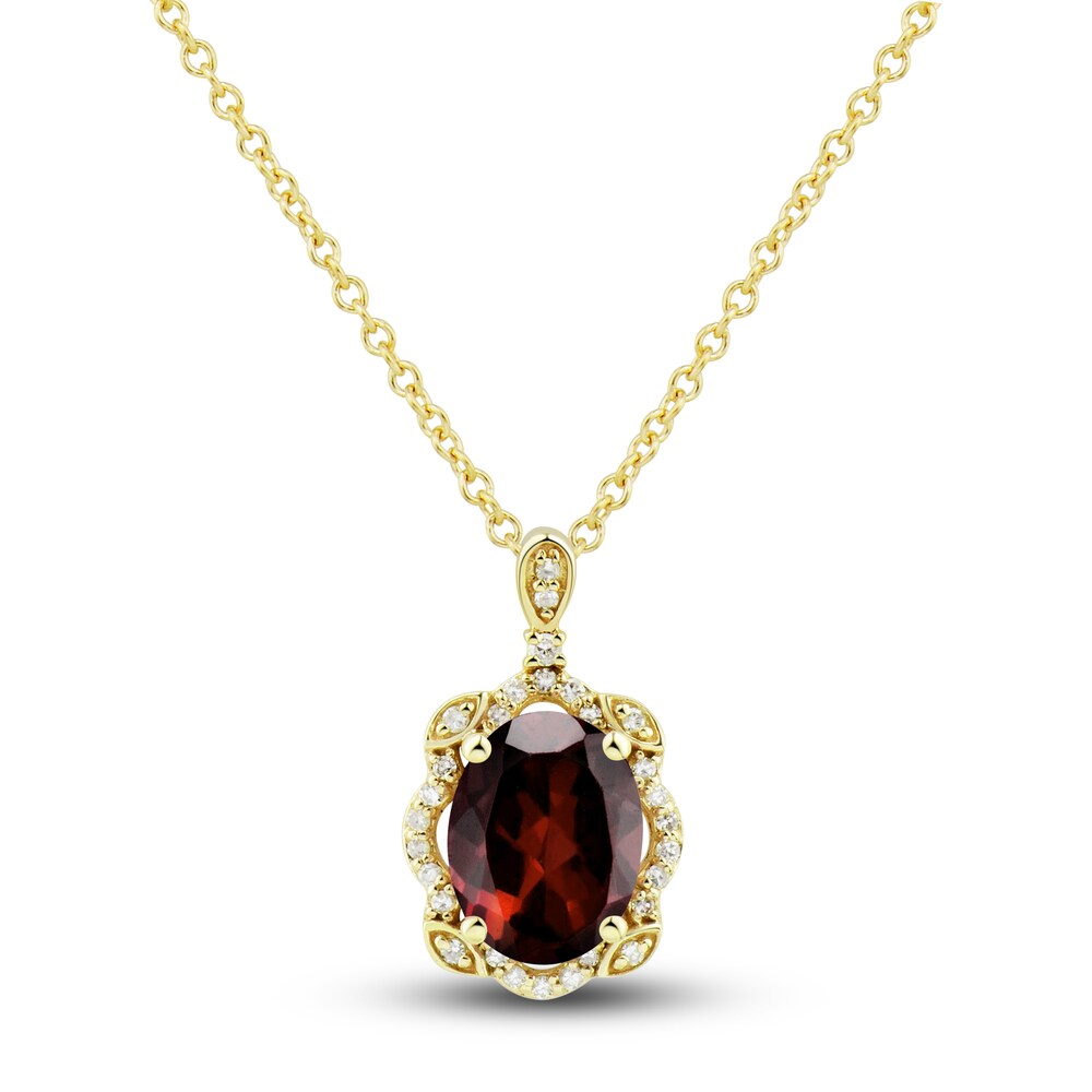 Natural Garnet Ring, Earring & Necklace Set 1/3 ct tw Diamonds 10K Yellow Gold gJBKAmTp