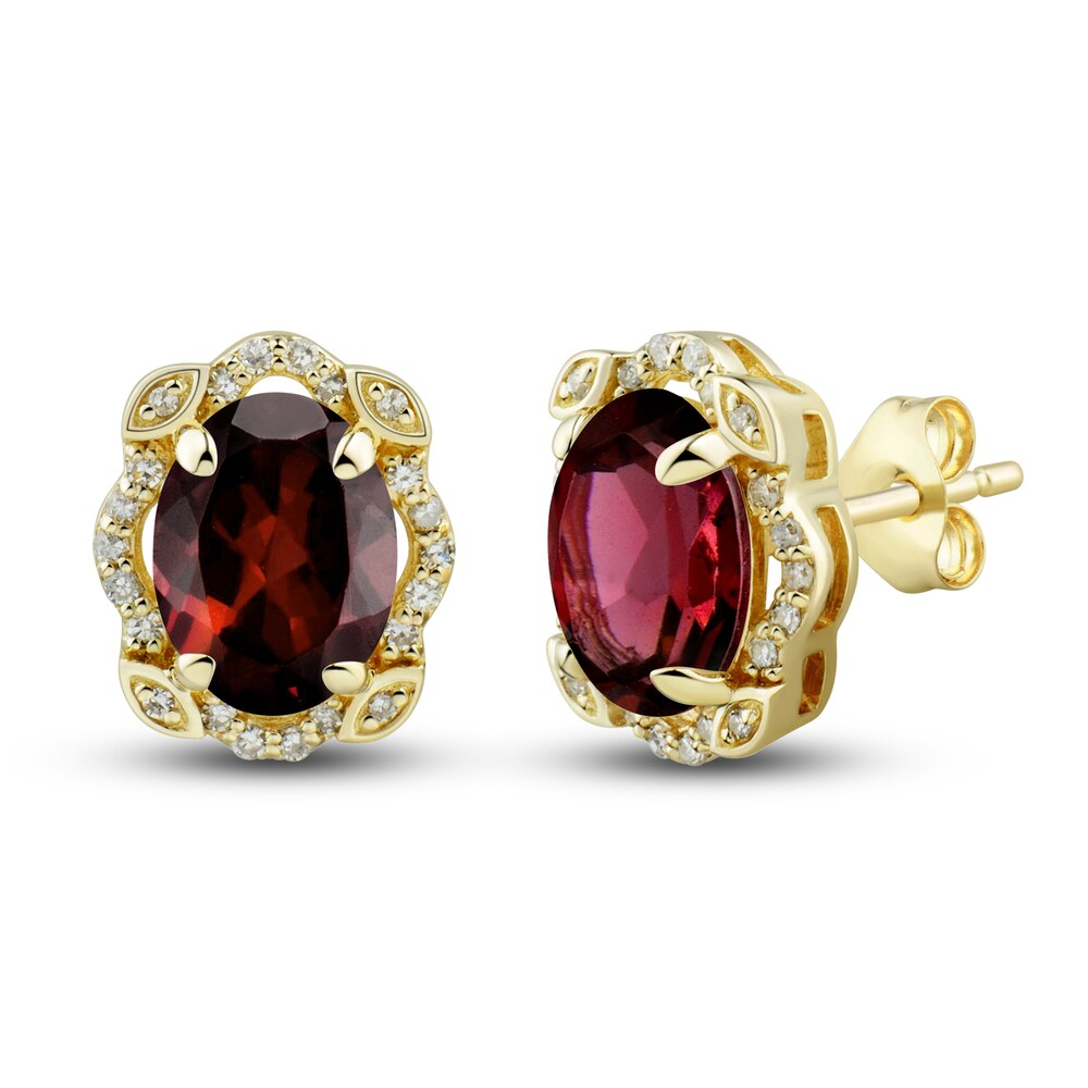 Natural Garnet Ring, Earring & Necklace Set 1/3 ct tw Diamonds 10K Yellow Gold gJBKAmTp