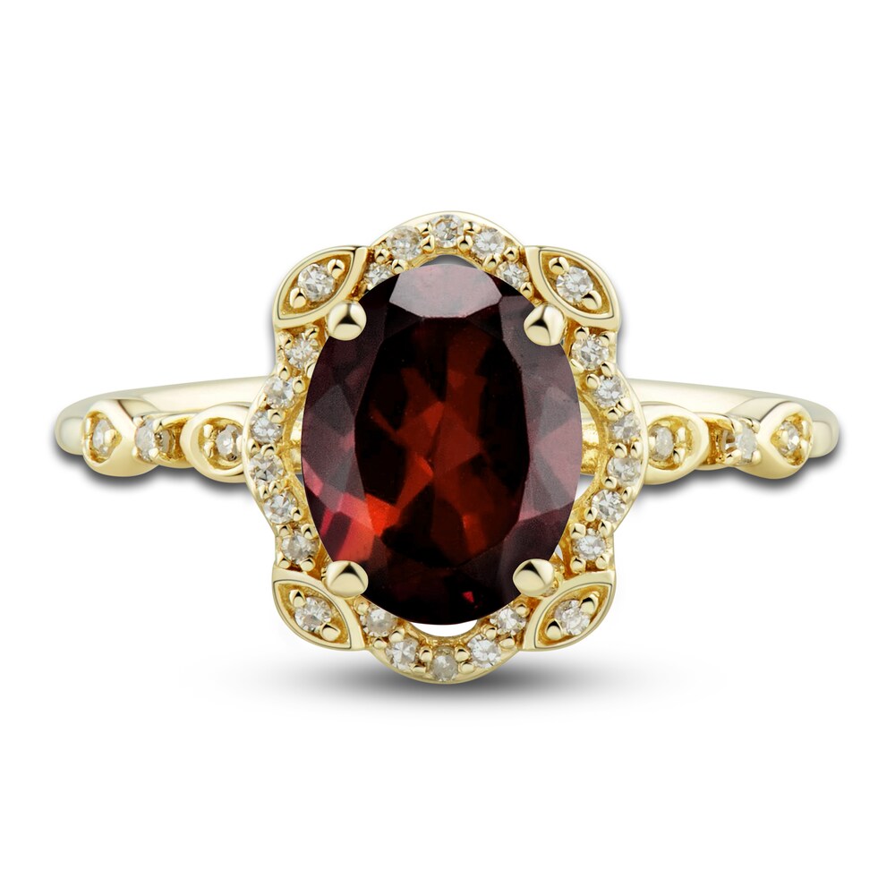 Natural Garnet Ring, Earring & Necklace Set 1/3 ct tw Diamonds 10K Yellow Gold gJBKAmTp