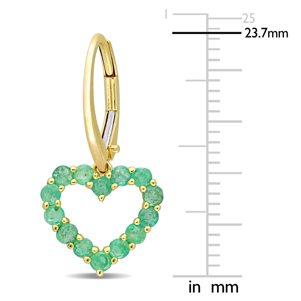 Natural Emerald Heart Earrings 10K Yellow Gold gKEu957H