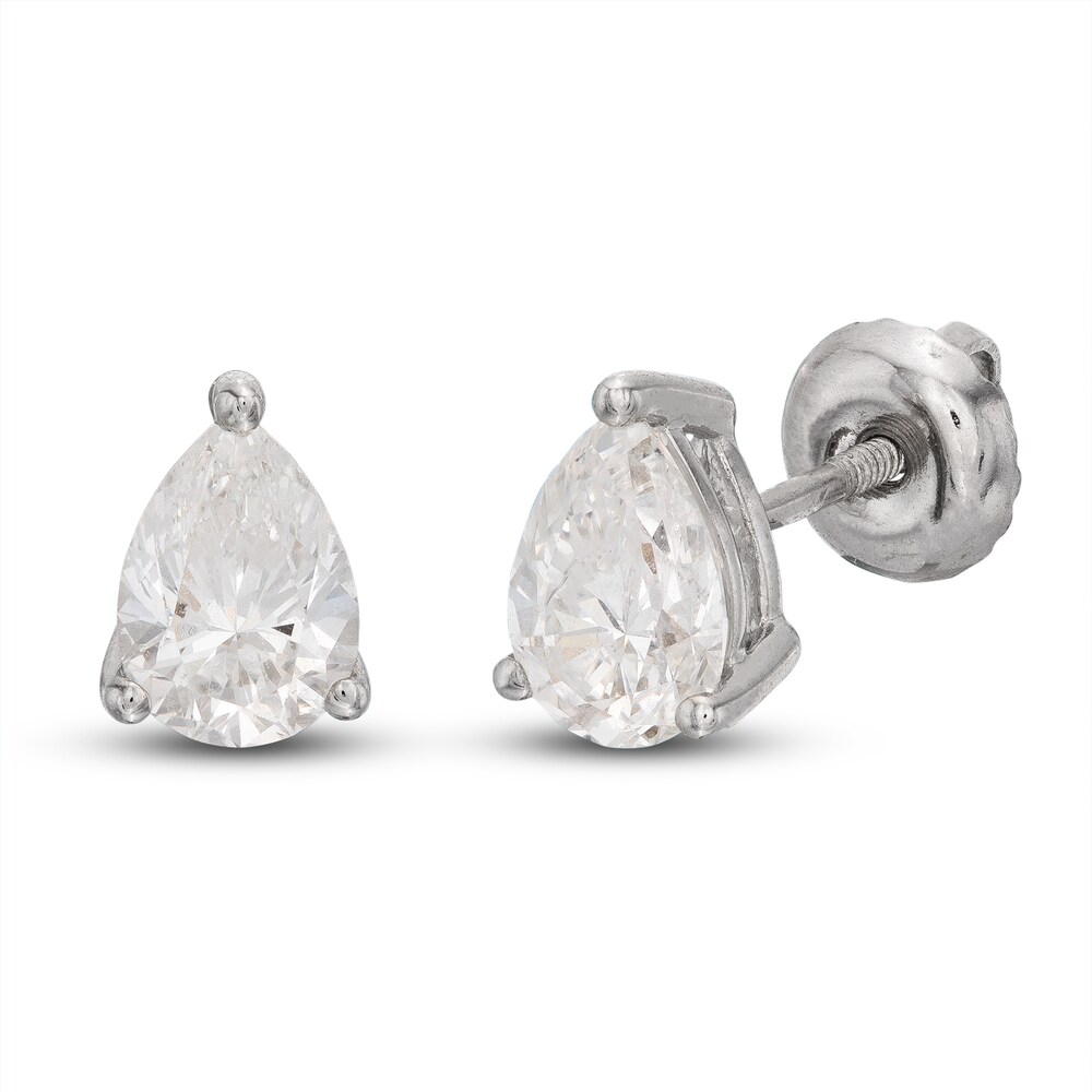 Lab-Created Diamond Solitaire Stud Earrings 1 ct tw Pear-shaped 14K White Gold (SI2/F) gNV0Q3QF