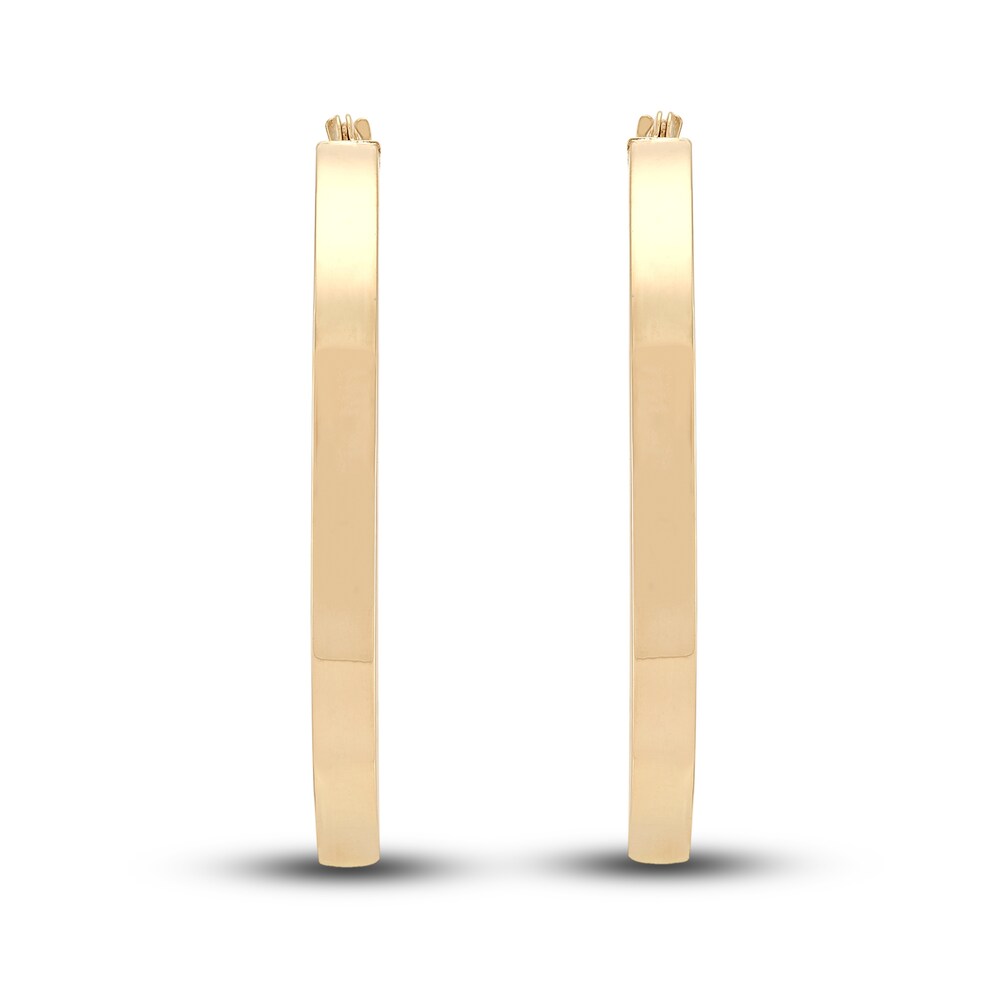 Polished Square Tube Hoop Earrings 14K Yellow Gold gPmgEWrc