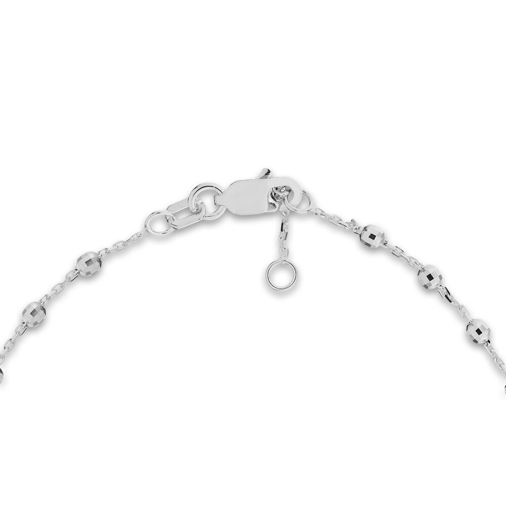 Diamond-Cut Beaded Station Bracelet 14K White Gold gaCaIoE5