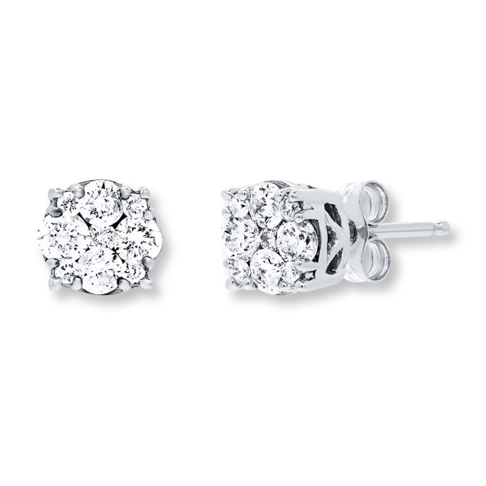 Diamond Earrings 1/2 ct tw Round-cut 10K White Gold gh0kTSG5