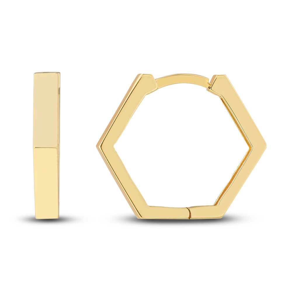 Pentagon Huggie Earrings 14K Yellow Gold gjI0KCOs