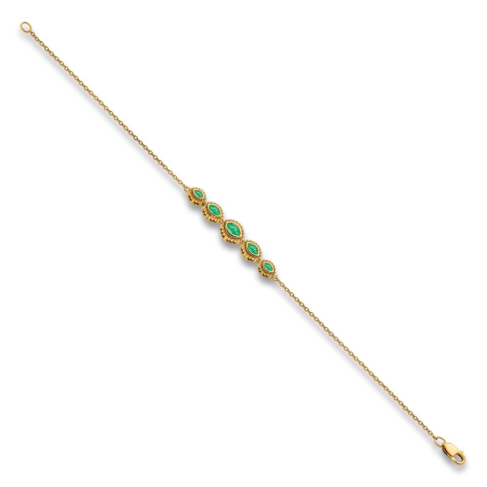 Natural Marquise Emerald Bracelet 14K Yellow Gold gleyQ7mH