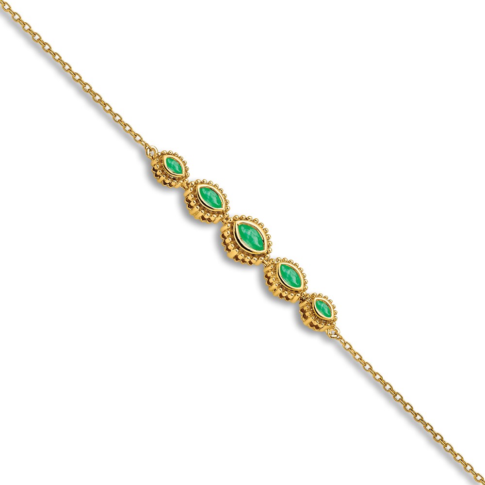 Natural Marquise Emerald Bracelet 14K Yellow Gold gleyQ7mH