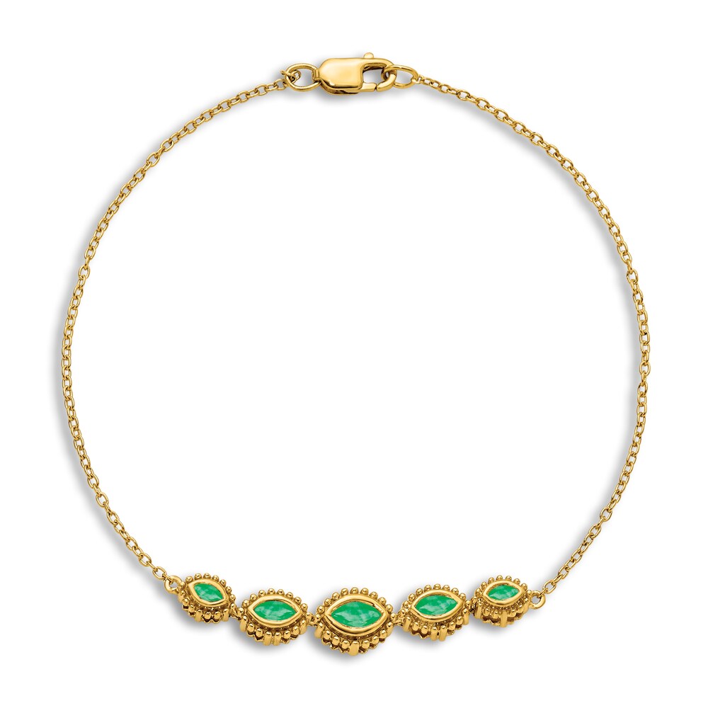 Natural Marquise Emerald Bracelet 14K Yellow Gold gleyQ7mH