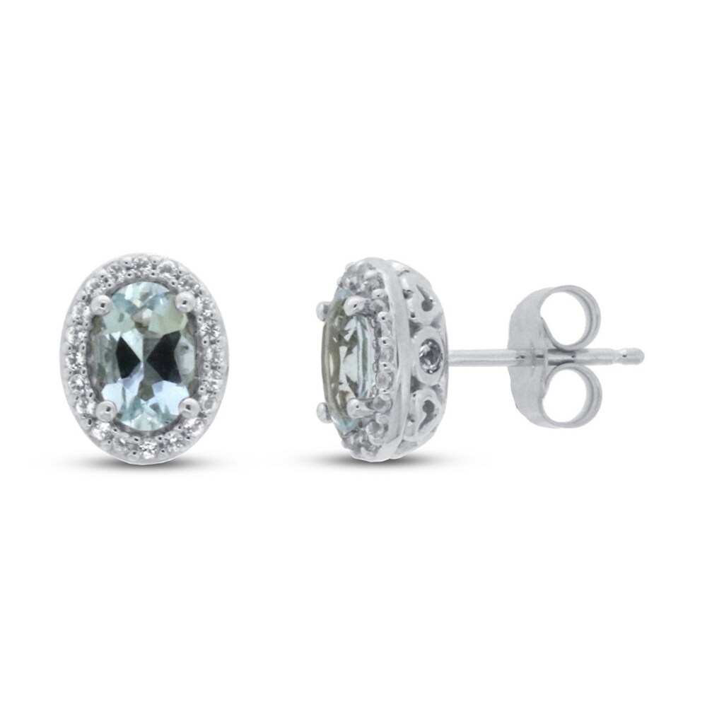 Aquamarine & White Topaz Earrings 10K White Gold gsSYhbuv [gsSYhbuv]