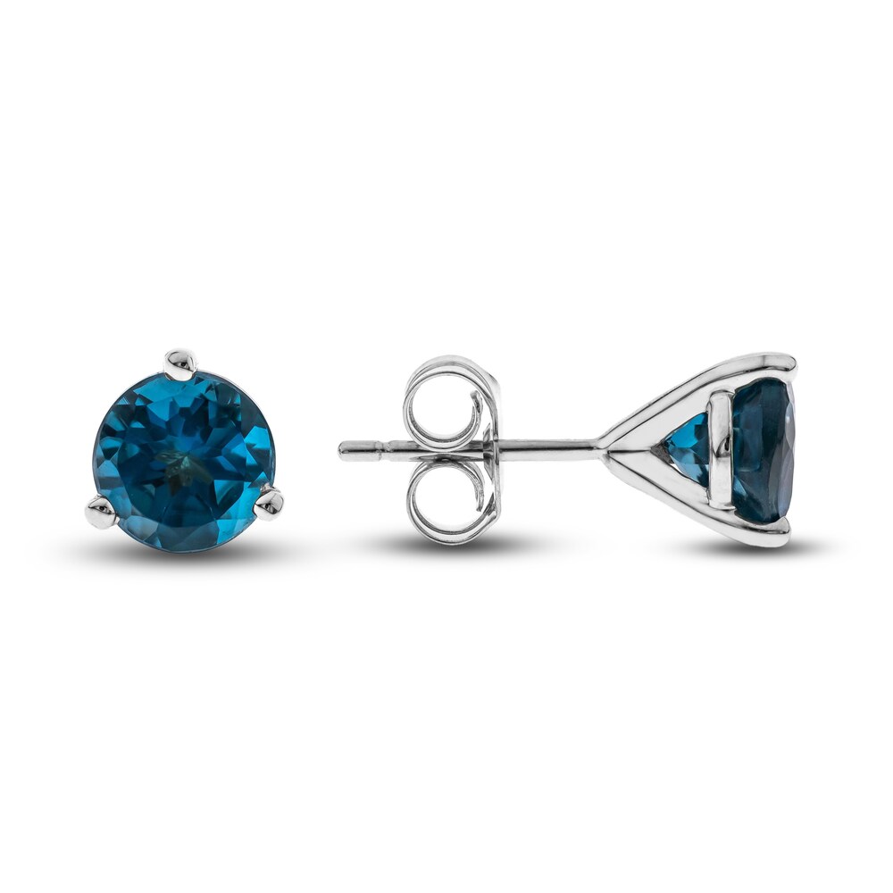 Natural Blue Topaz Martini Stud Earrings 14K White Gold gvmIKJB7