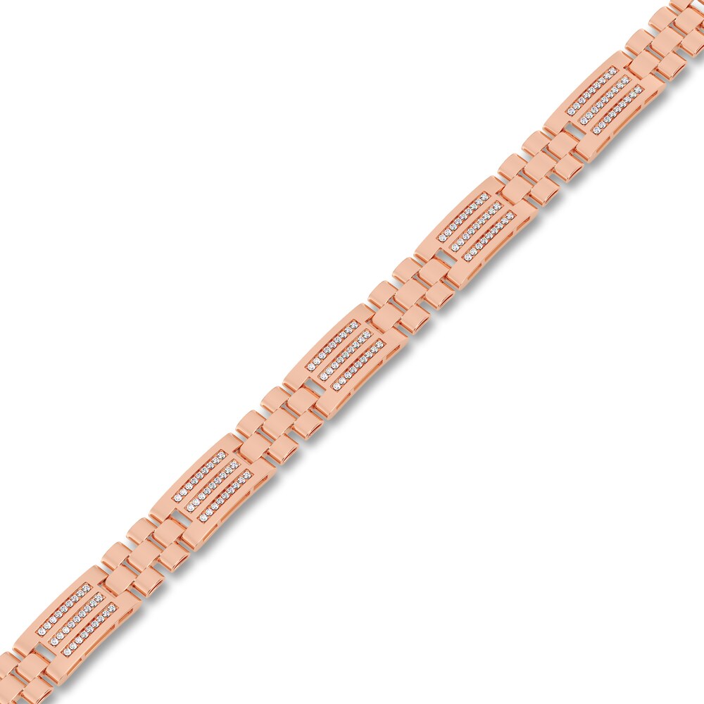 Men\'s Diamond Bracelet 1 ct tw Round 14K Rose Gold 8.5\" gwkEVDmv