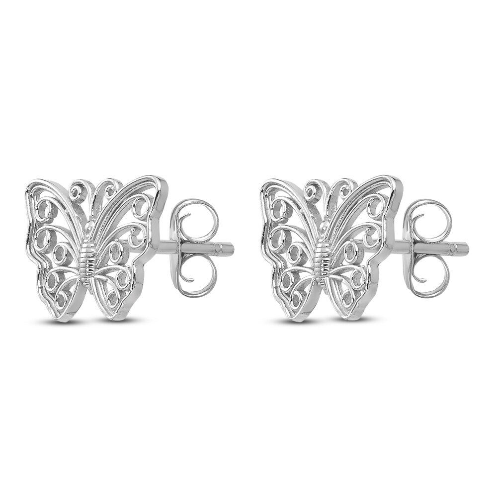 Butterfly Stud Earrings 14K White Gold h4ZXrJHy