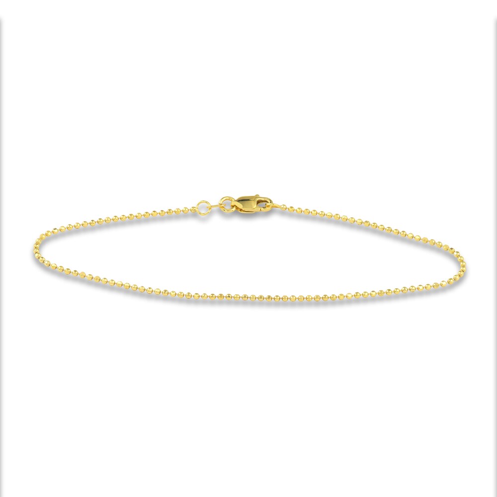 Bead, Paperclip & Mirror Chain Bracelet Set 14K Yellow Gold 7.25\" hTcXTi2c