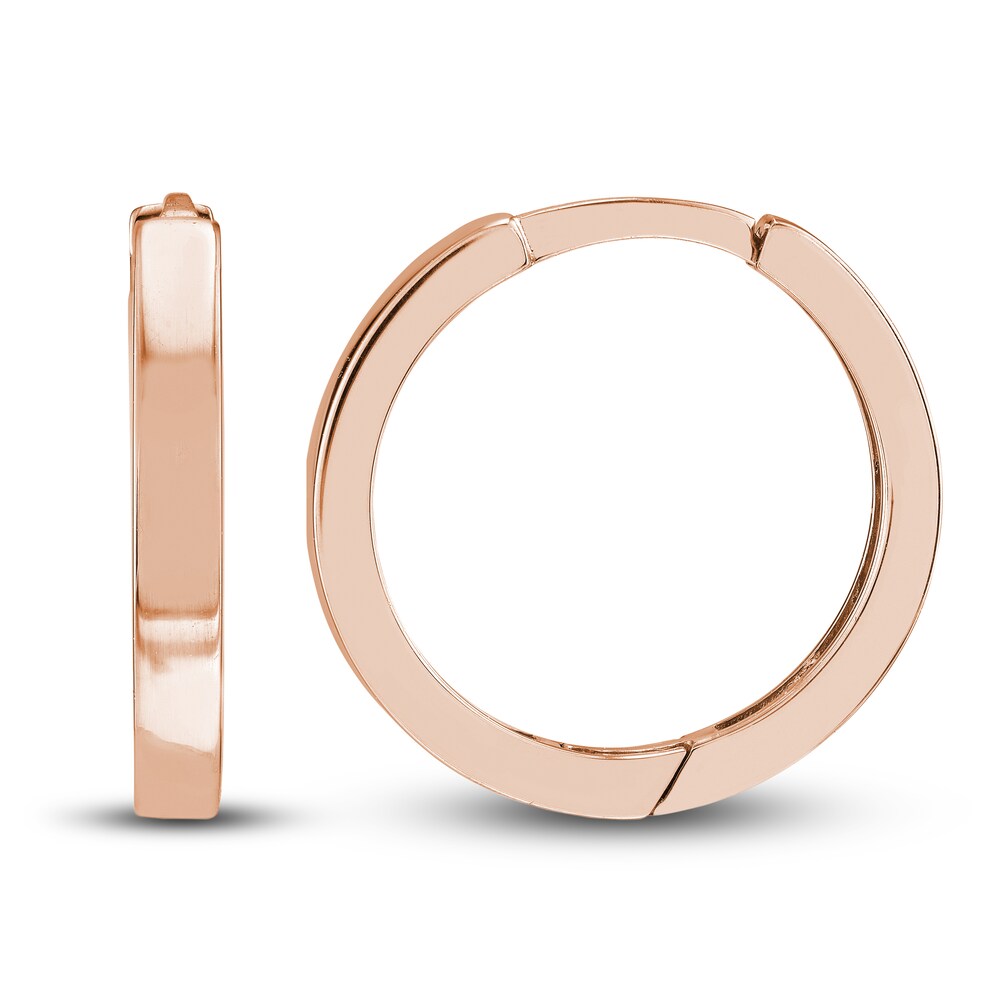 Polished Square Huggie Earrings 14K Rose Gold 14.25mm hZEdDofu