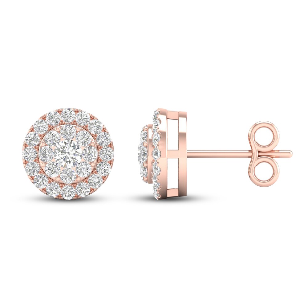 Diamond Stud Earrings 1/2 ct tw Round 10K Rose Gold hbTqmNd6