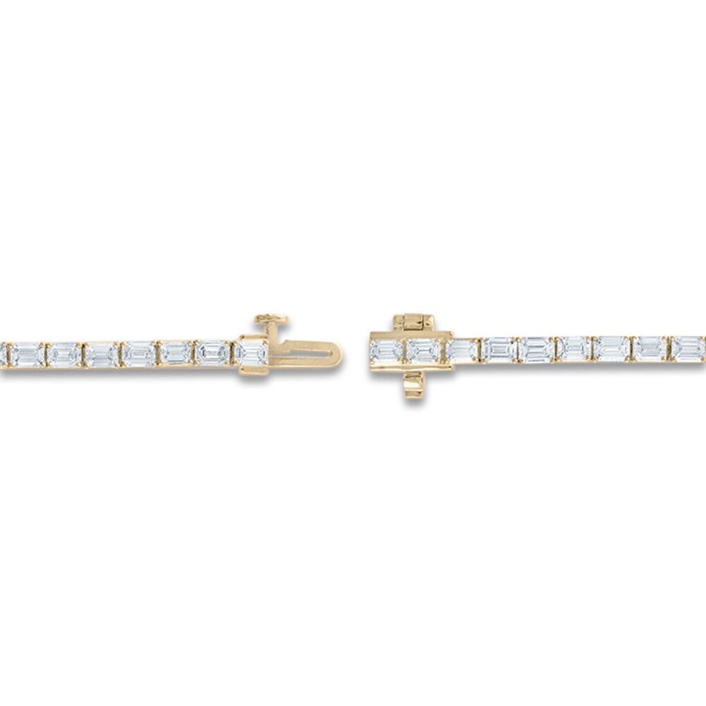 Lab-Created Diamond Bracelet 5-1/4 ct tw Emerald-cut 14K Yellow Gold 7\" hcAAUGHH