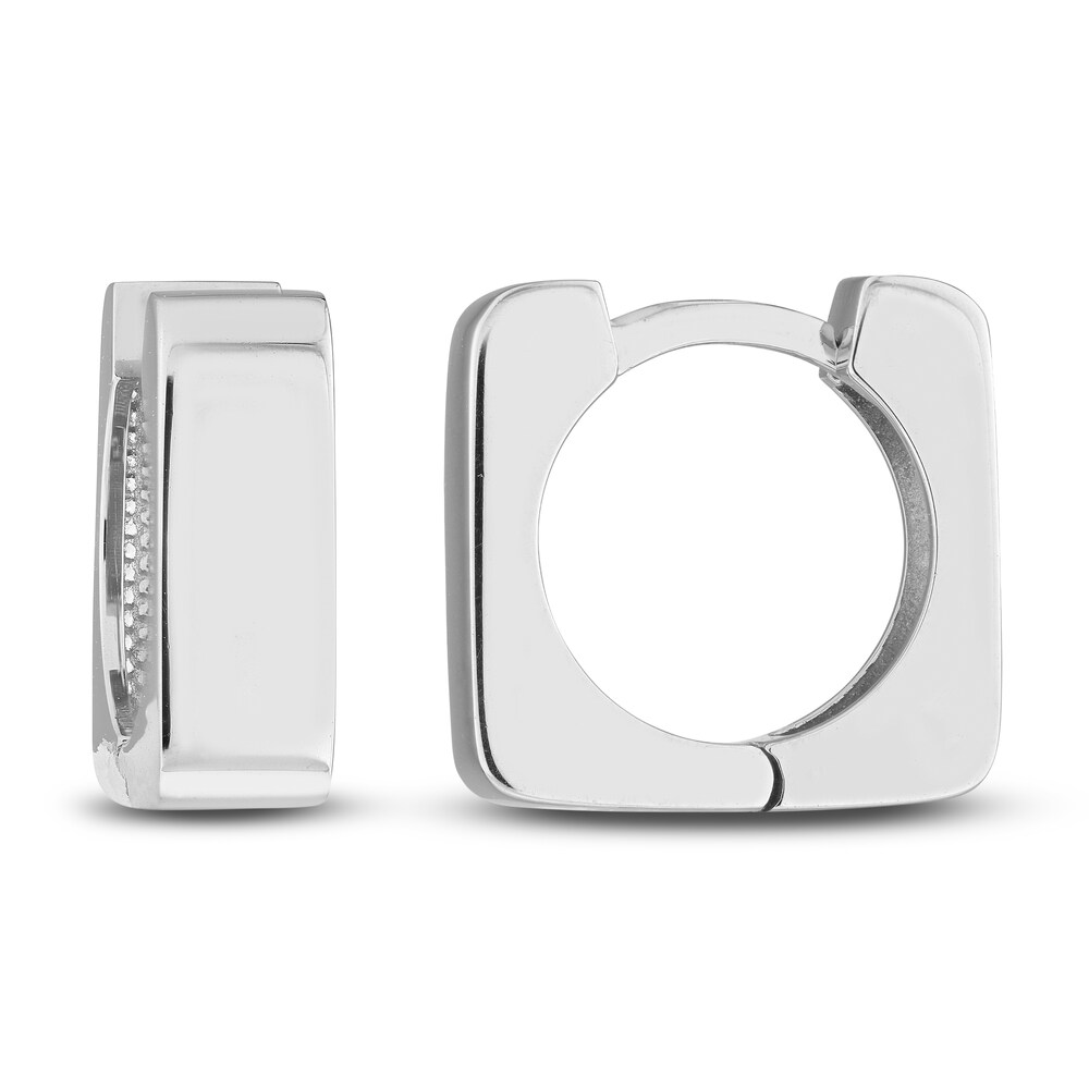 Square Huggie Earrings 14K White Gold hk6nAJNV