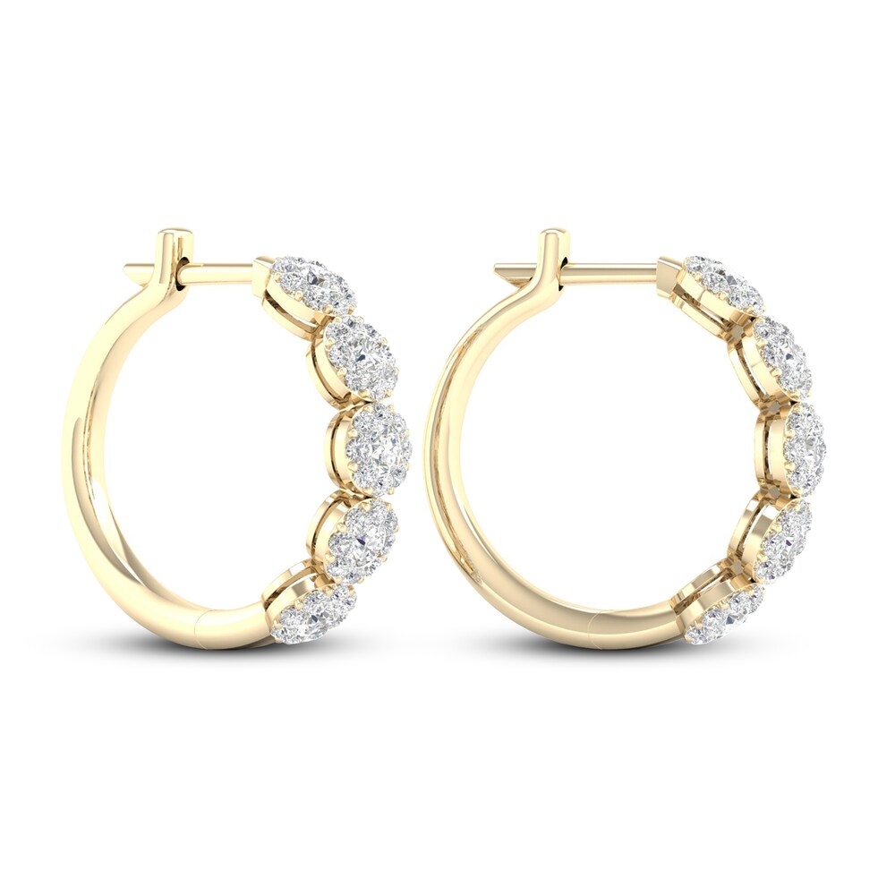 Diamond Hoop Earrings 2 ct tw Round 14K Yellow Gold hrbKJVva