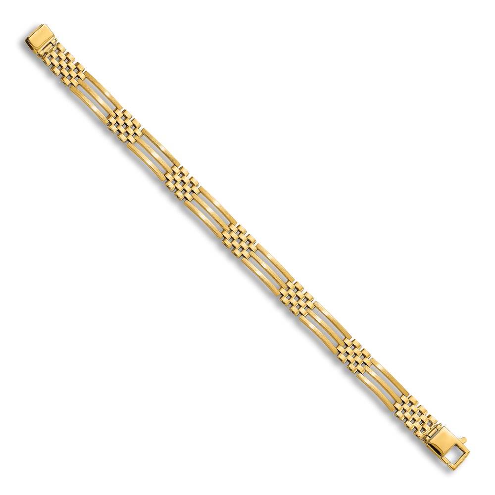 Men\'s High-Polish Link Bracelet 14K Yellow Gold 8.5\" hrddnu7A