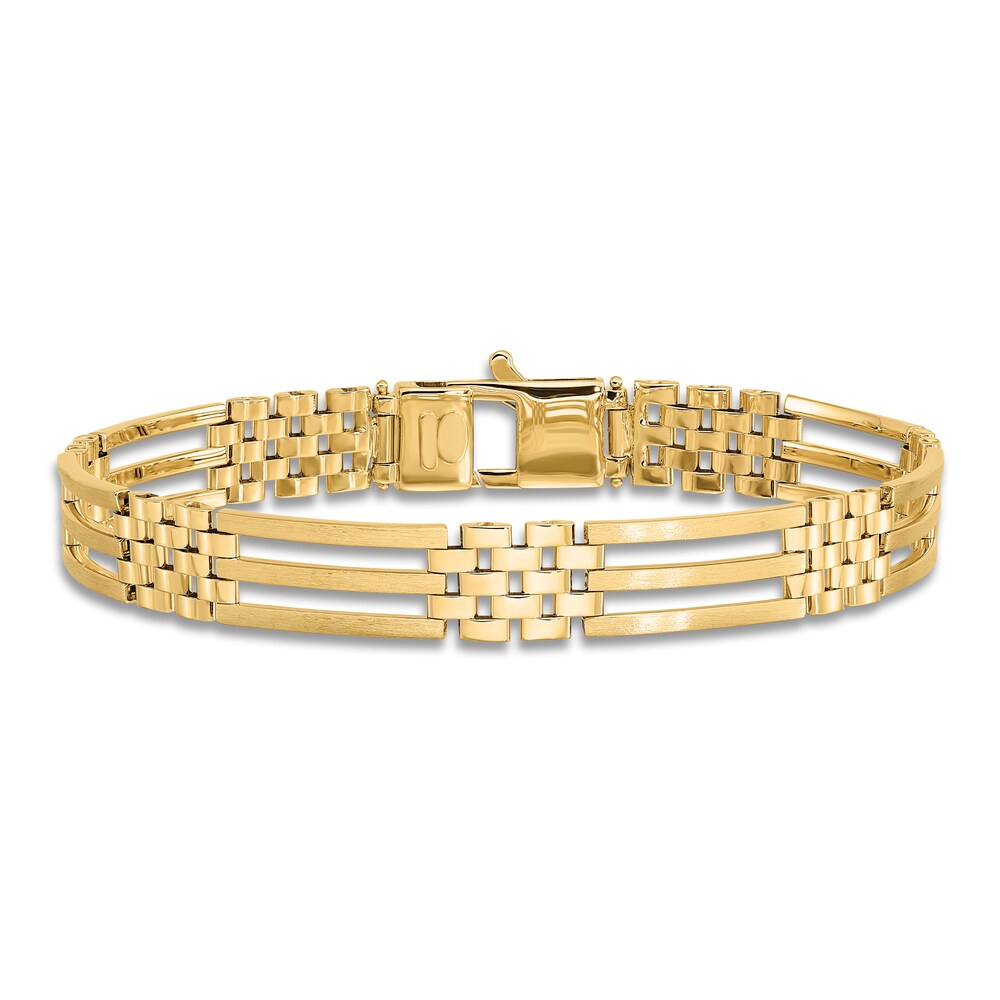 Men\'s High-Polish Link Bracelet 14K Yellow Gold 8.5\" hrddnu7A