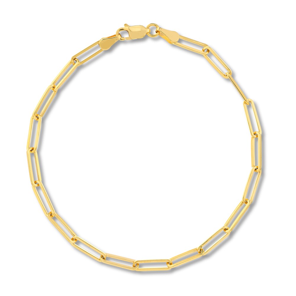 Paper Clip Chain Bracelet 14K Yellow Gold 8" hsAFaGky