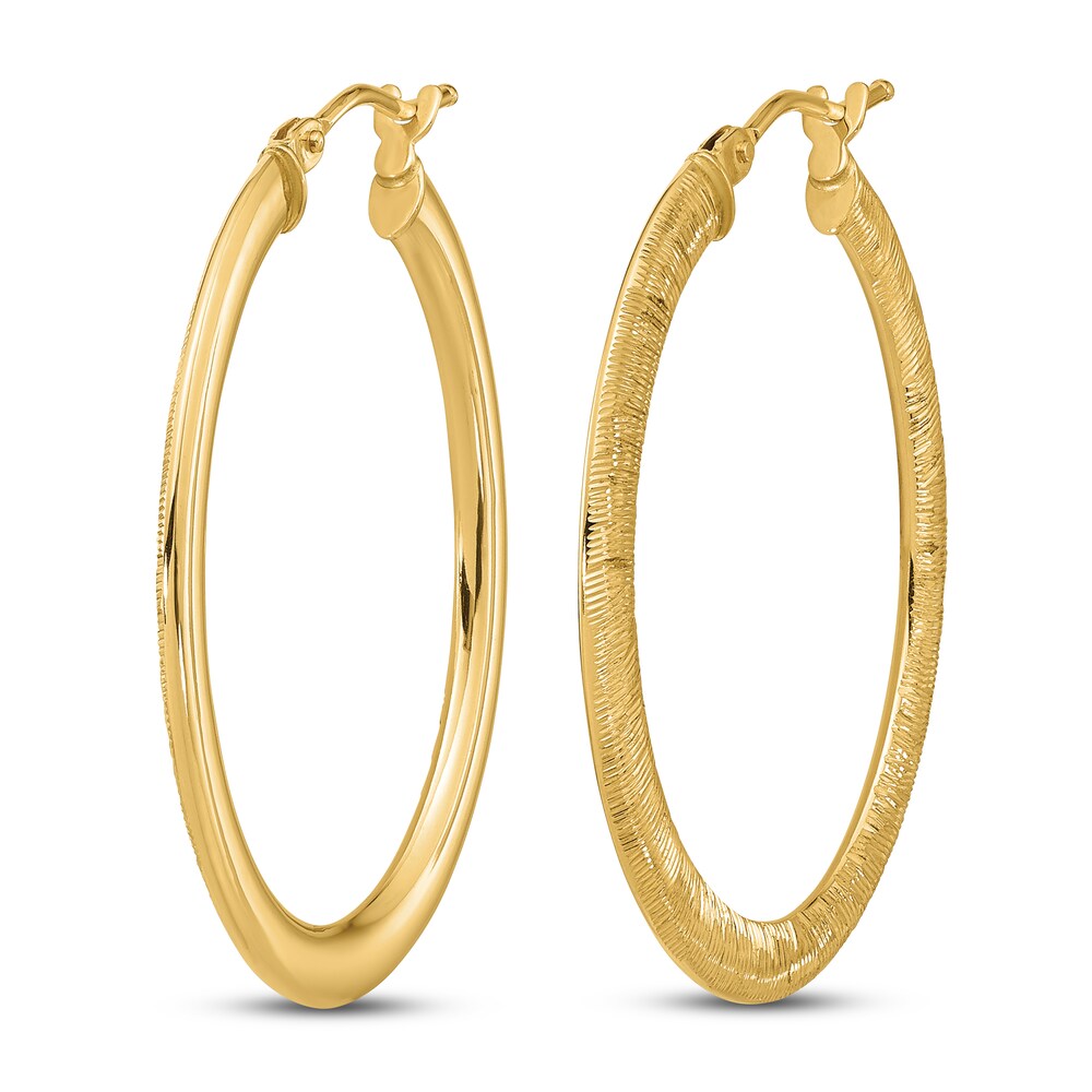 Textured Oval Hoop Earrings 14K Yellow Gold iDzSUcp4