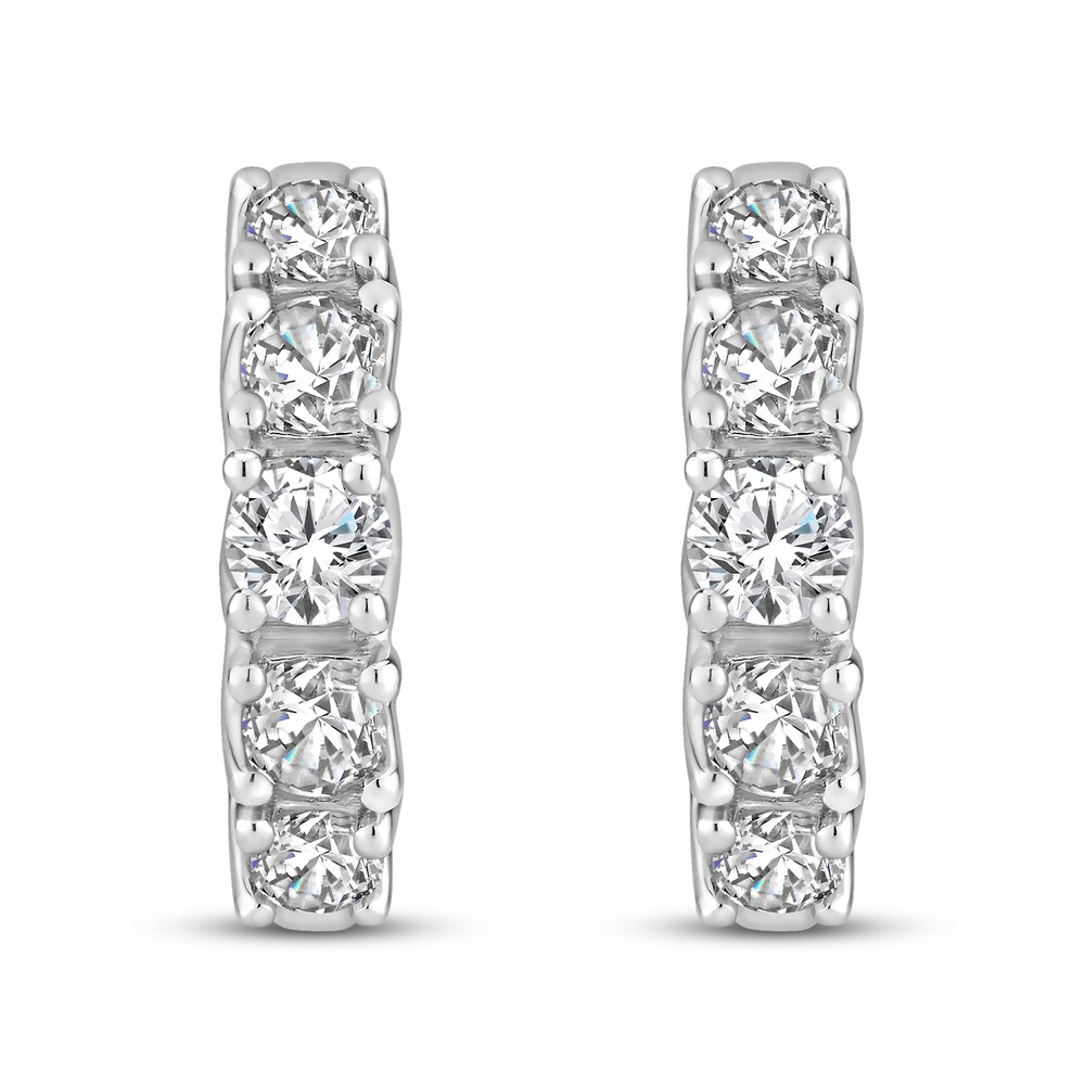 Hearts Desire Diamond Hoop Earrings 1 ct tw Round 18K White Gold iMv1j8t2