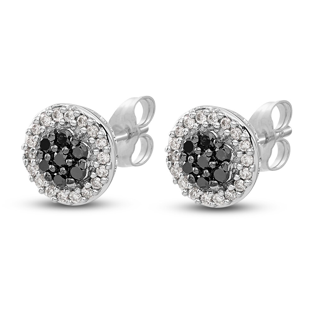 Black & White Diamond Cluster Earrings 1/3 ct tw Round 14K White Gold iNwzQ5ue