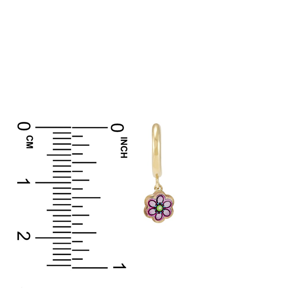 Flower Earrings Purple Enamel 14K Yellow Gold iamNXXaU