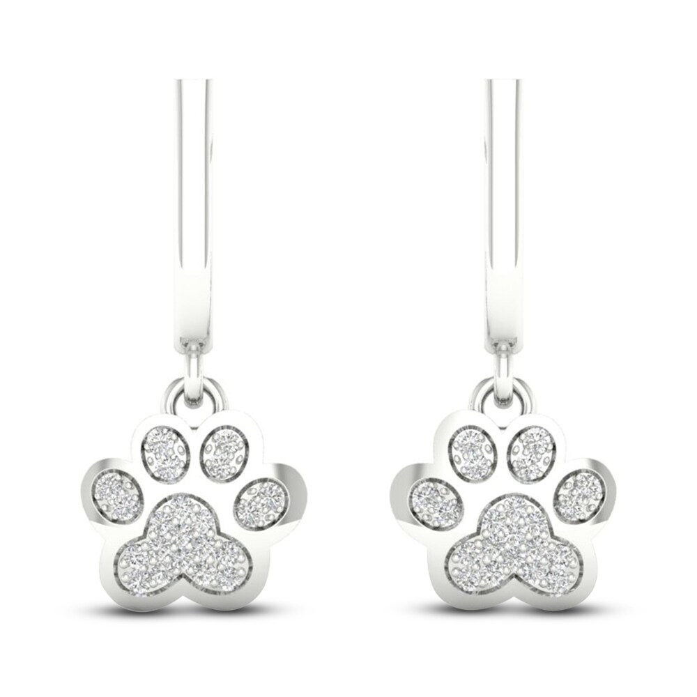 Diamond Paw Earrings 1/10 ct tw Round 10K White Gold iasLRfMQ