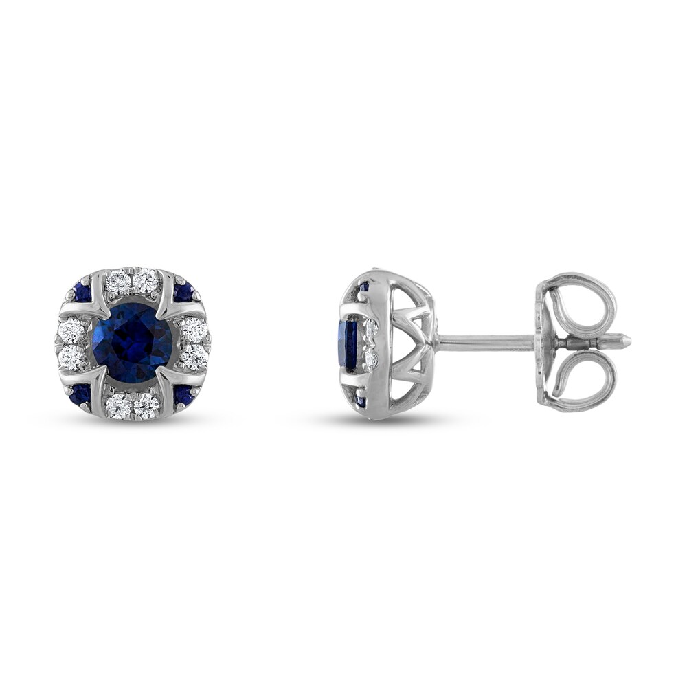 Vera Wang WISH Blue Sapphire Stud Earrings 1/6 ct tw Diamonds 10K White Gold ijW2RxFg