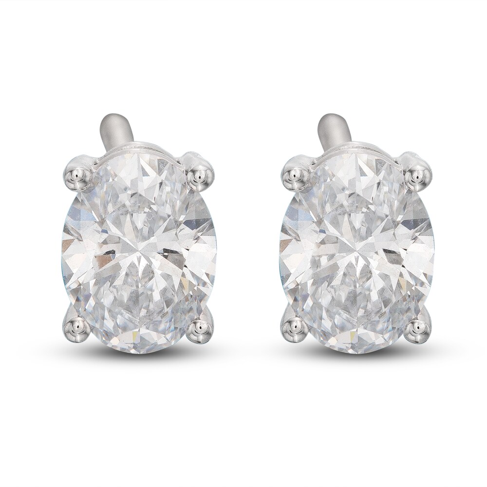 Lab-Created Diamond Solitaire Stud Earrings 1 ct tw Oval 14K White Gold (SI2/F) imz5px0L [imz5px0L]