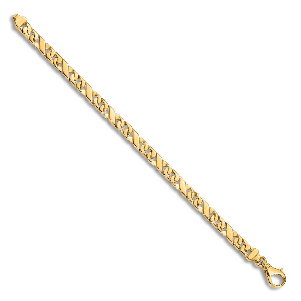 Men\'s High-Polish Link Bracelet 14K Yellow Gold 8\" ir9MjkqT