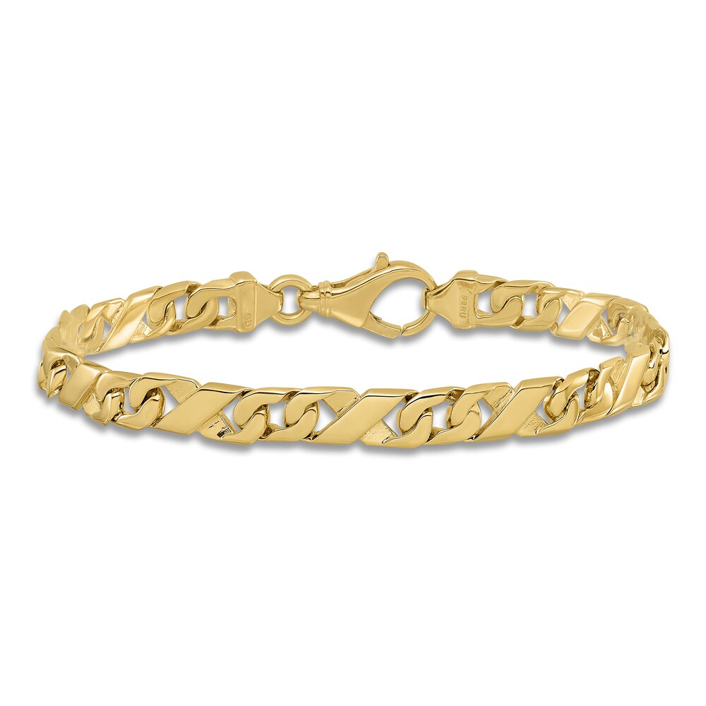 Men\'s High-Polish Link Bracelet 14K Yellow Gold 8\" ir9MjkqT