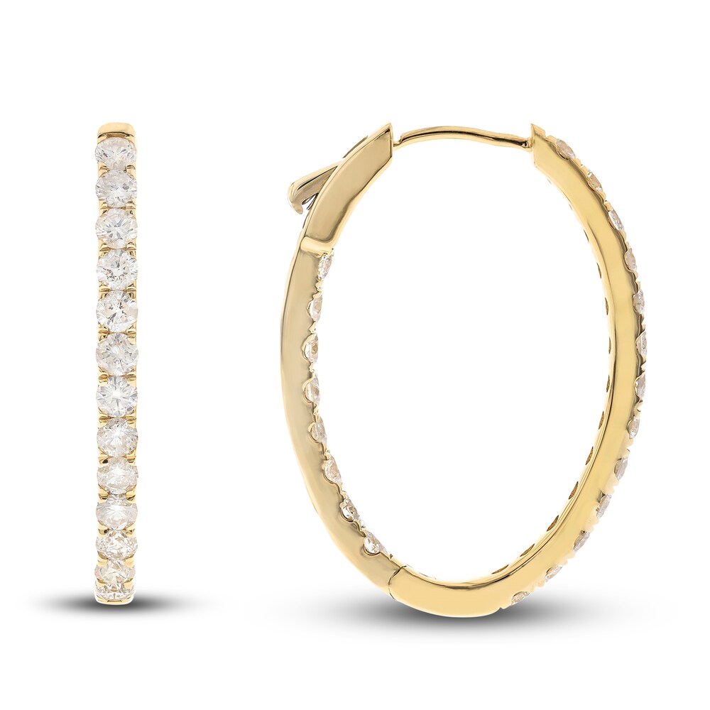 Diamond Hoop Earrings 3 ct tw Round 14K Yellow Gold jBTAguc4