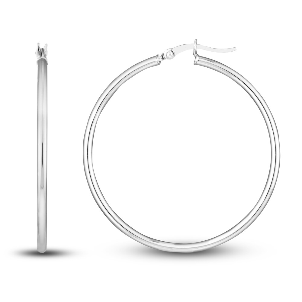 Polished Hoop Earrings 14K White Gold 40mm jMAqMI1q