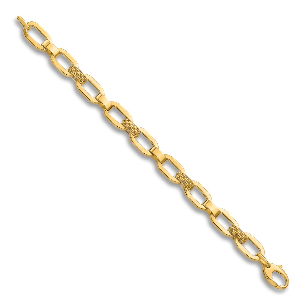 High-Polish Oval Link Bracelet 14K Yellow Gold 7.5\" jQD5Fhcr