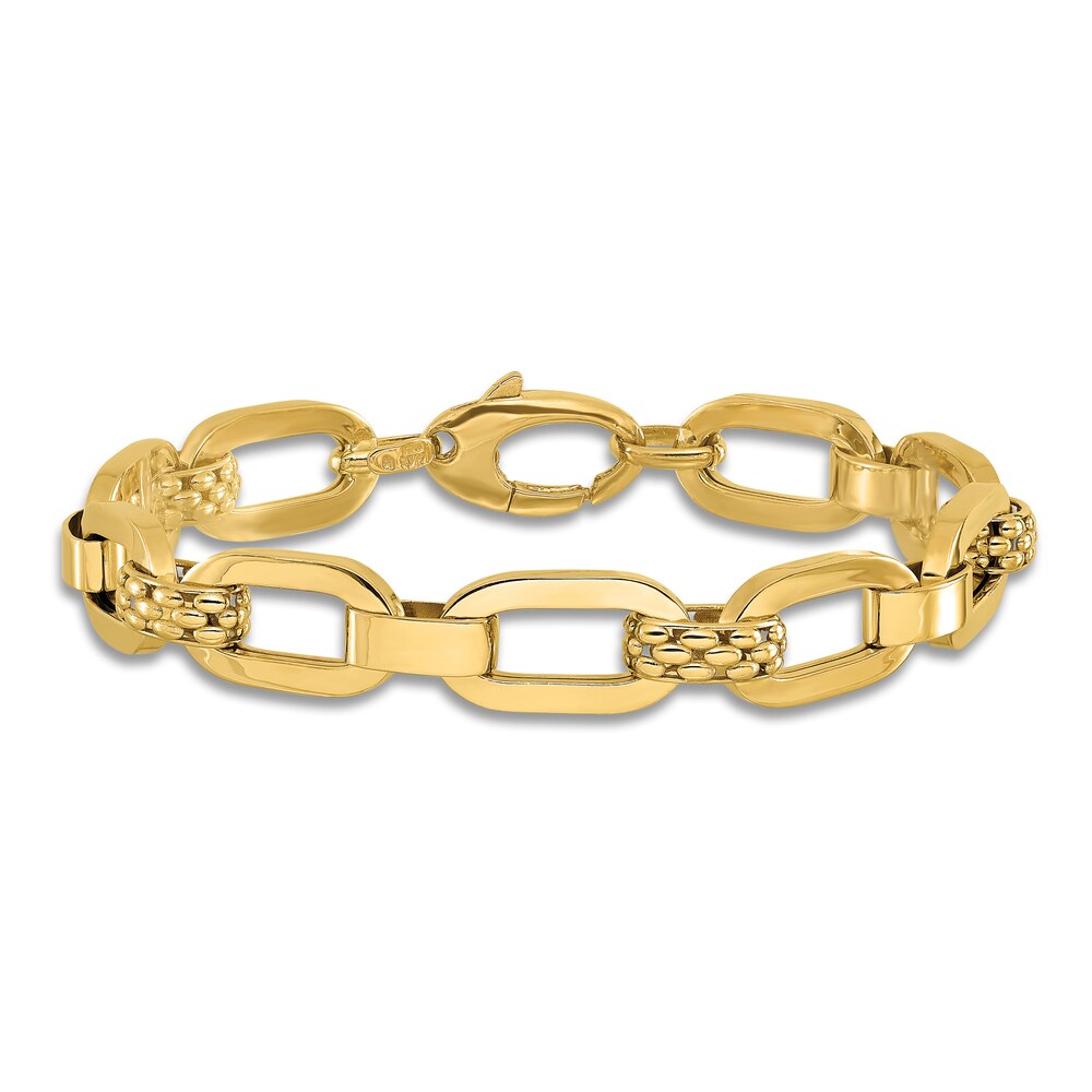 High-Polish Oval Link Bracelet 14K Yellow Gold 7.5\" jQD5Fhcr