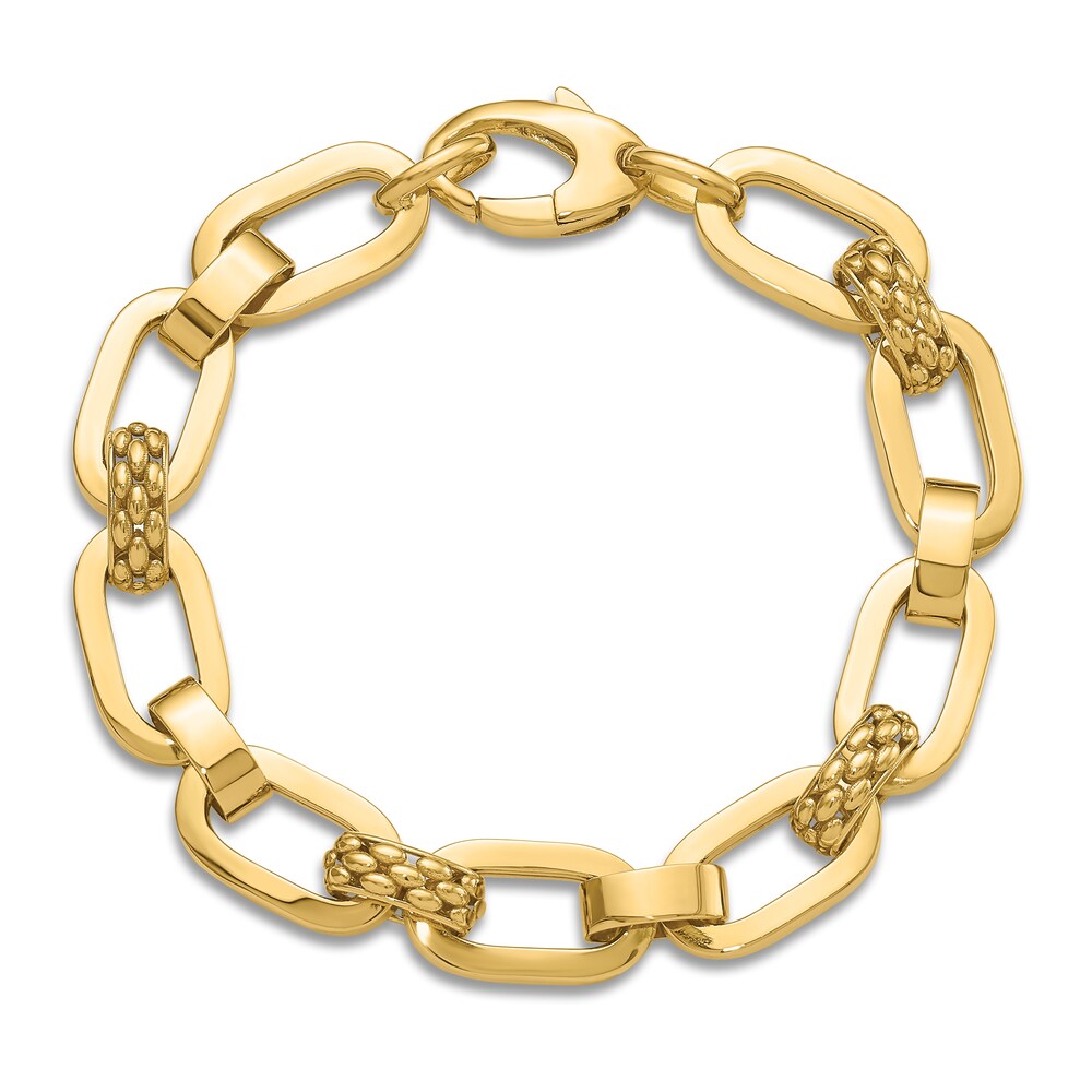 High-Polish Oval Link Bracelet 14K Yellow Gold 7.5\" jQD5Fhcr