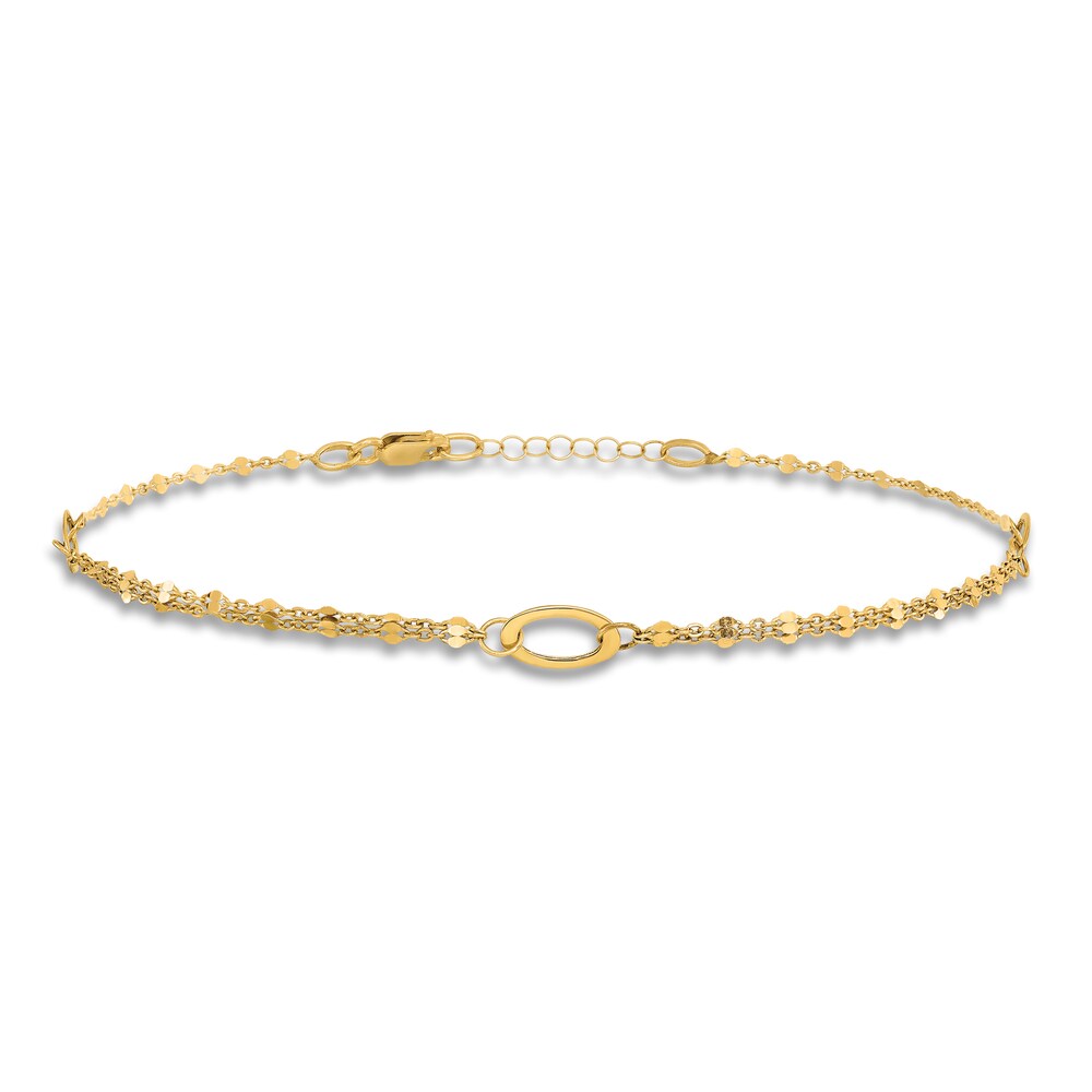 High-Polish Mirror Link Anklet 14K Yellow Gold 10\" jQnKlWbU