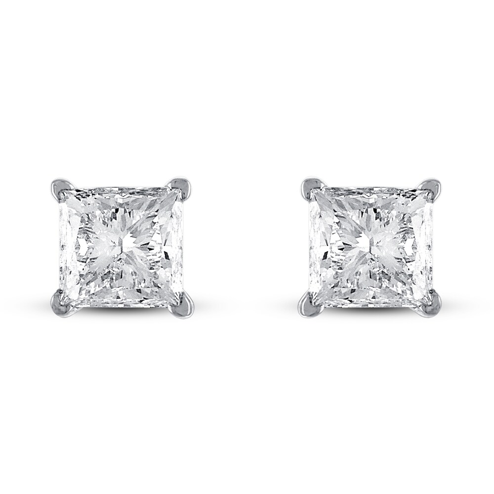 Diamond Solitaire Earrings 2 ct tw Princess 18K White Gold (SI2/I) jZhkiHht