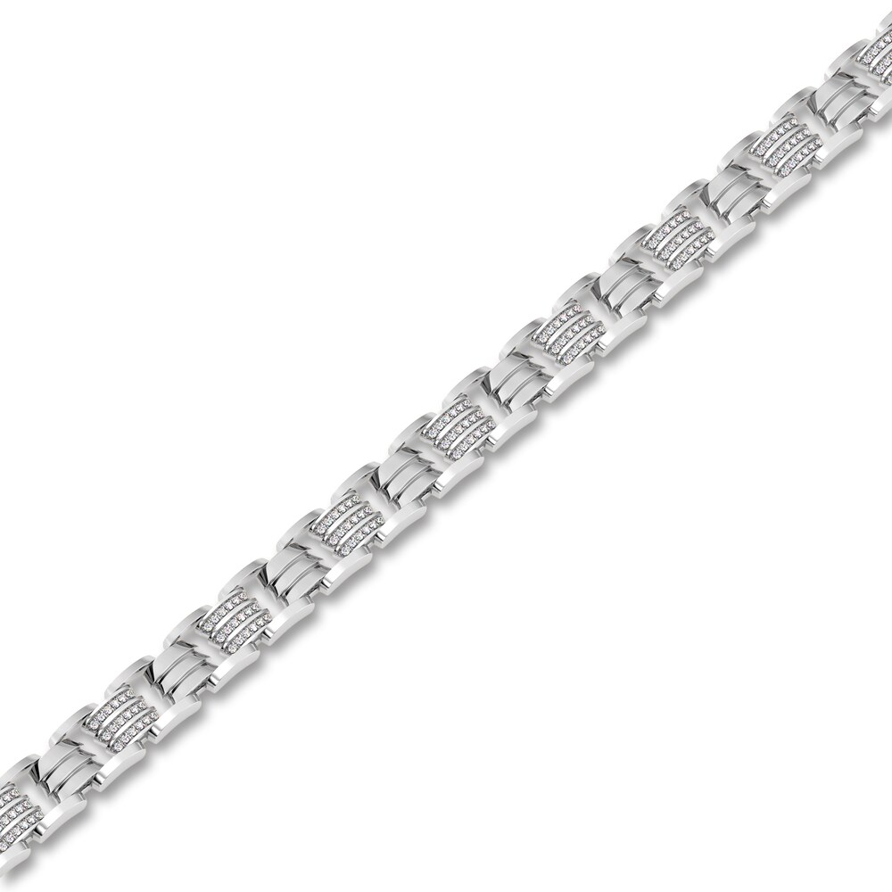 Men\'s Diamond Bracelet 1 ct tw Round 14K White Gold 8.5\" jx7KWGoH