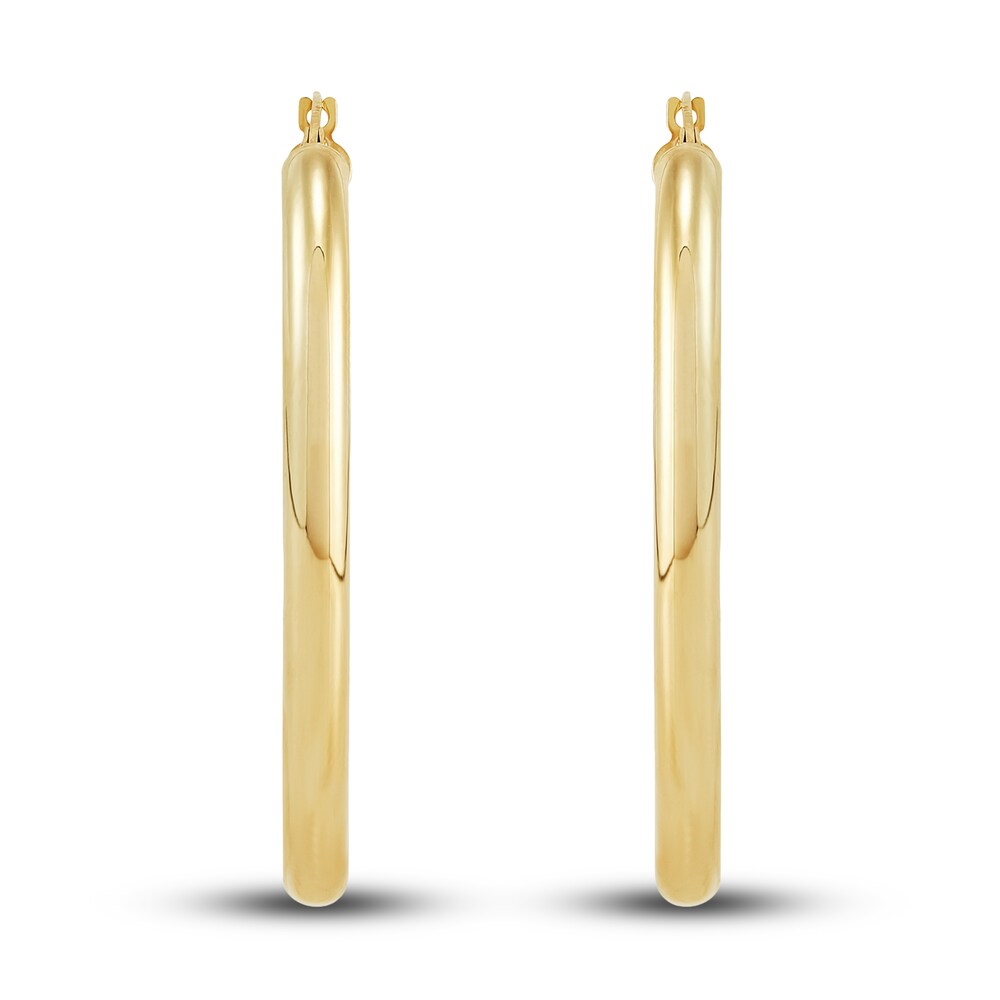 Tube Hoop Earrings 10K Yellow Gold 35mm kfL5lQMW