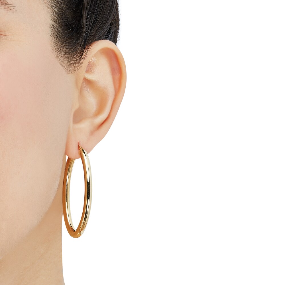 Tube Hoop Earrings 10K Yellow Gold 35mm kfL5lQMW