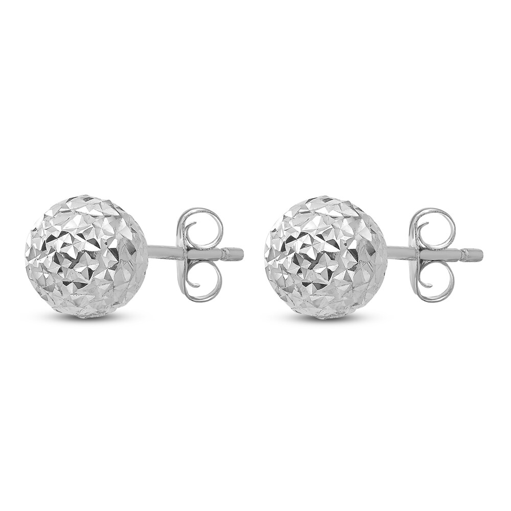 Diamond-Cut Ball Stud Earrings 14K White Gold khKdFq3I