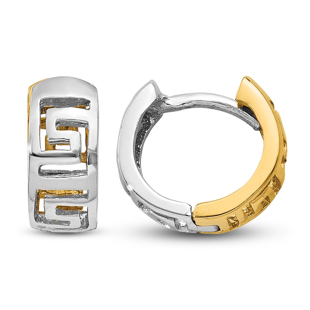 Hinged Hoop Earrings 14K Two-Tone Gold kllnca46 [kllnca46]